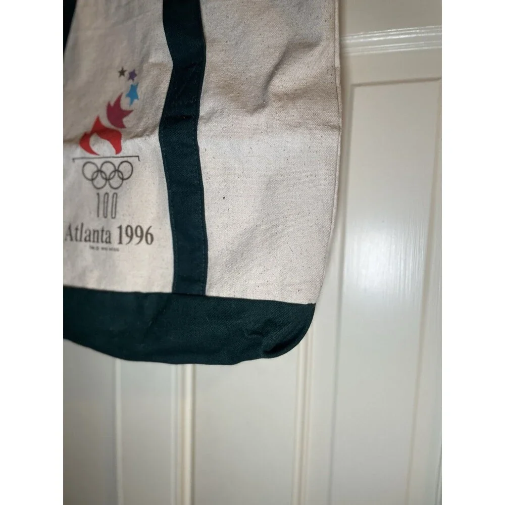 Vintage 1996 Atlanta Centennial Olympic Canvas Tote Bag Green GUC Clean